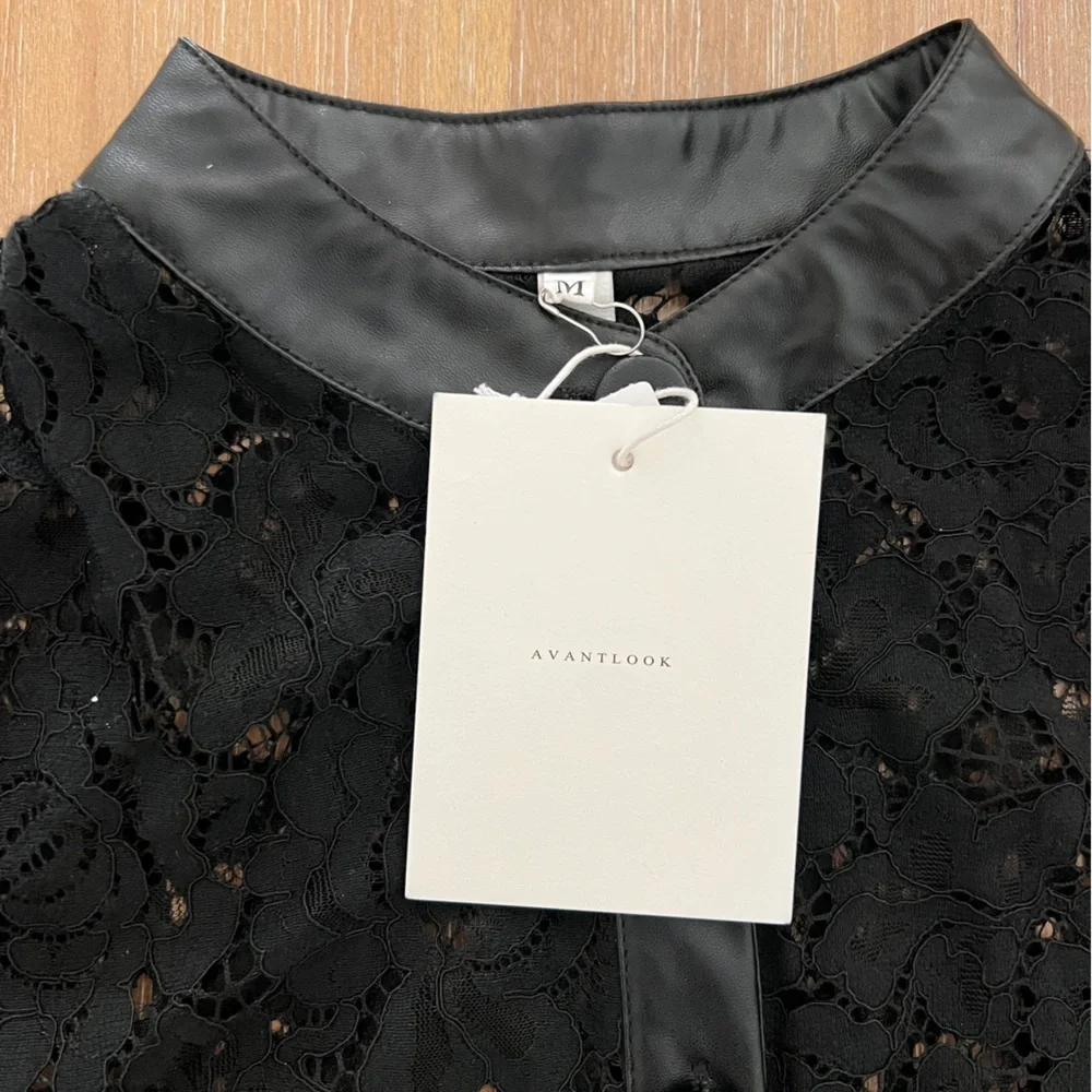 NWT Avantlook Dress - Black Lace and Faux Leather pleated - Picture 5 of 6